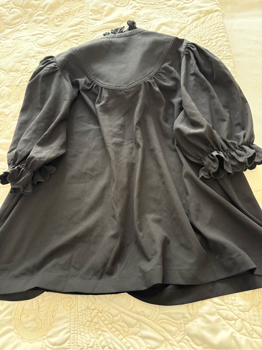 Pomander Place-Womens Black Ruffle Collar Button-Front Top - Picture 8 of 9